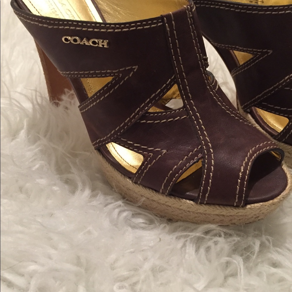 Coach “Zeena” Leather Heel Sandals